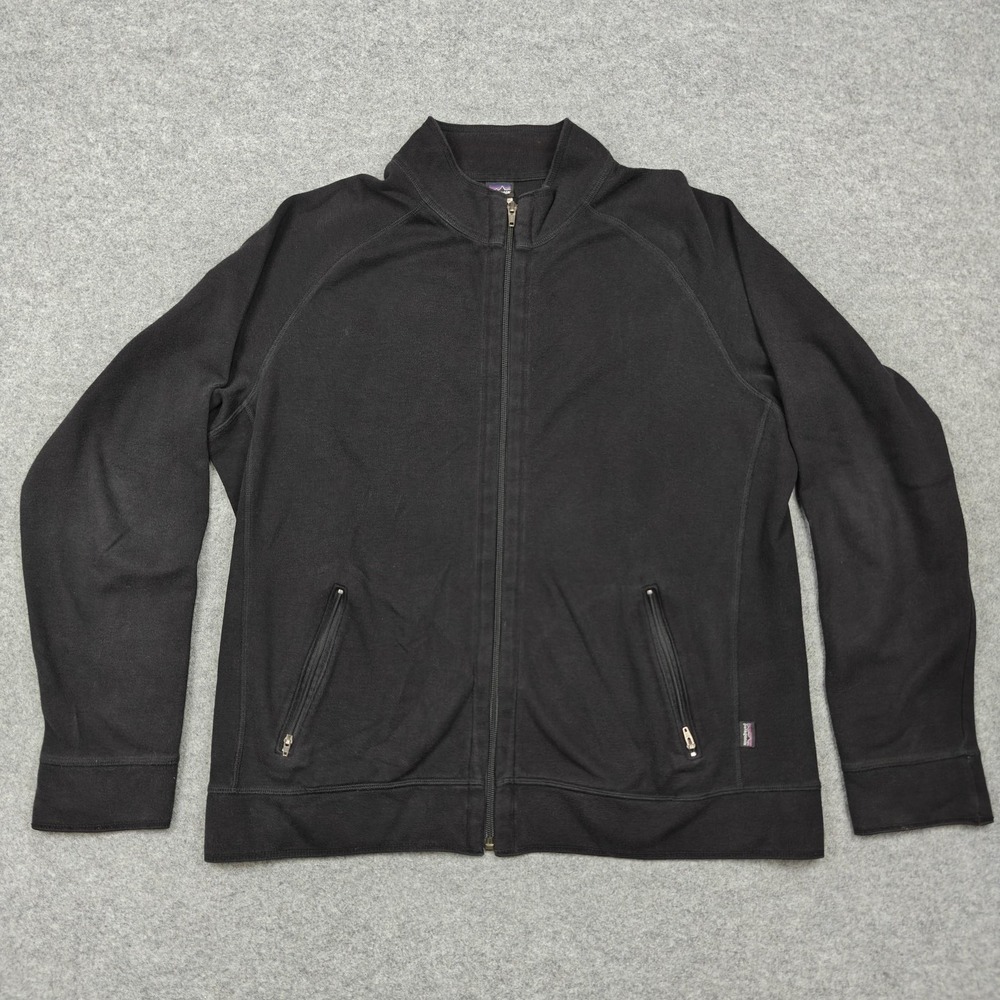 Vintage Patagonia Jacket Mens Large Black Organic Cotton Full Zip Pockets Bomber - Picture 1 of 9